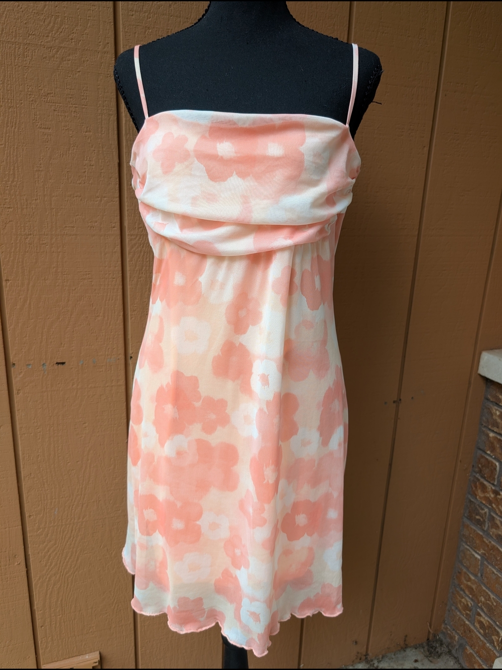 See You Monday Floral Spaghetti-Strap  Babydoll Y2K Dress in Peach Pink XL